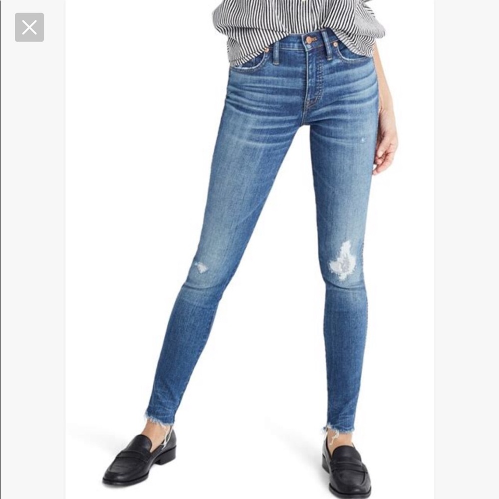 Madewell 9” HiRise Skinny Jeans Allegra Frayed Hem